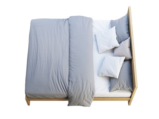 Wooden double bed with storage. 3d render