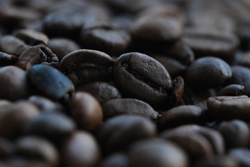 coffee beans on black background