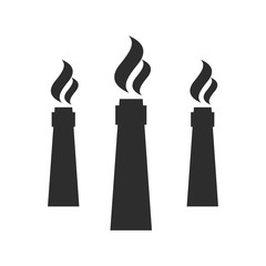 Set of industry manufactory building icons. Power and smoke building