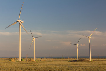 Group of wind generators in the steppes of Kazakhstan. (Kapshagay area)