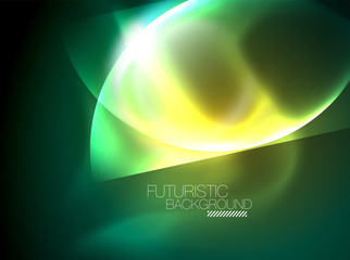 Vector glowing neon circles abstract background