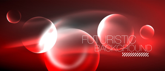 Blurred neon glowing round shapes, abstract circles and lights