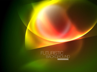 Vector glowing neon circles abstract background