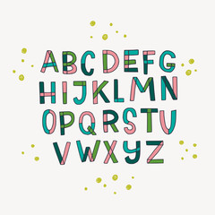 Hand drawn block letters alphabet