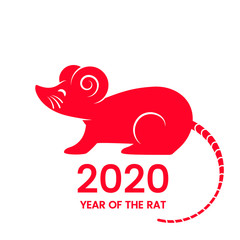 Postcard with the Chinese New Year 2020 white rat on the astrological calendar.