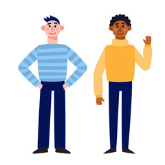 European and african man body template - front.