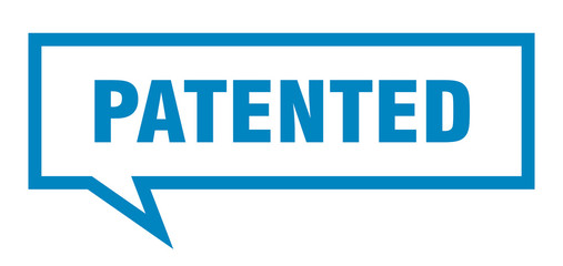 patented sign. patented square speech bubble. patented