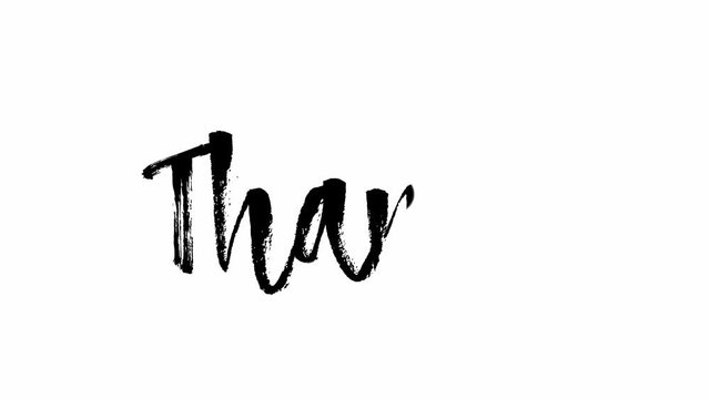 Handwriting effect of thanks word animated template, chroma key screen