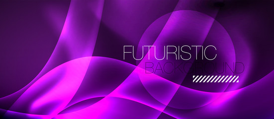 Glossy glowing neon light wave background