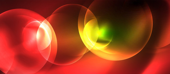 Neon glowing circles vector abstract background