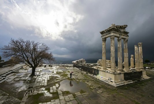 Ruins of the ancient city of pergamum ( the altar of zeus acropolis ) 