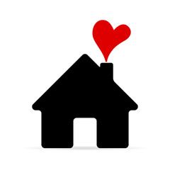 Home icon. House with heart. Real estate. Image for web applications, mobile applications, print.