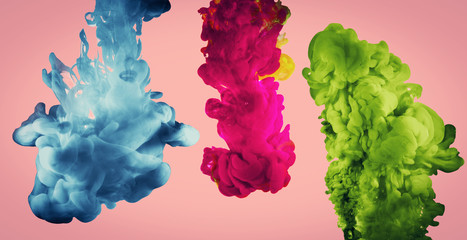 Splash of colors. Colorful ink clouds.