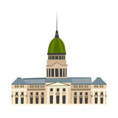 Palace of the Argentine National Congress vector illustration. Palace  in Buenos Aires flat cartoon style icon isolated on white background