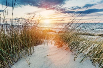 Küchenrückwand glas motiv Grasdünen und die Ostsee bei Sonnenuntergang © Photocreo Bednarek