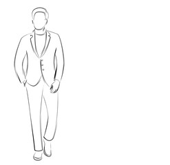 Man in Traditional Dress Flat line art Vector illustration.