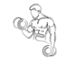 Athletic men pumping up back muscles workout gym bodybuilding - Line Art Design Vector Illustration.