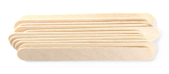 Medical throat inspection spatula isolated on white background