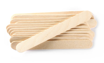 Medical throat inspection spatula isolated on white background