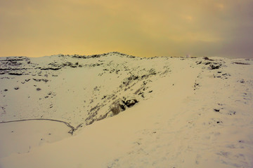 The Kerid Crater Covered In Snow