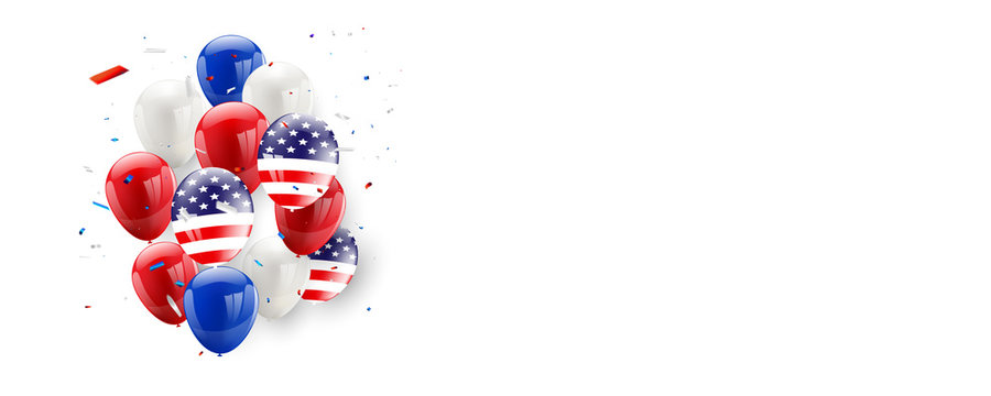Labor day card design American flag balloons background. Sale Vector illustration.