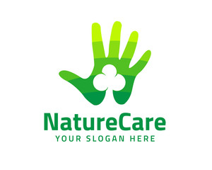 eco friendly icon with hands and green leaves - concept vector. The graphic illustration also represents nature protection, ecology, environment conservation, health.