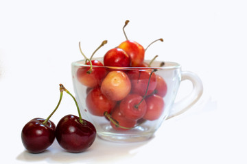 Orange and red sweet cherry isolated on white background 7