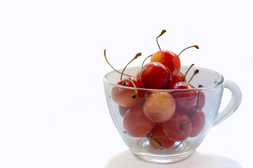 Orange and red sweet cherry isolated on white background 9