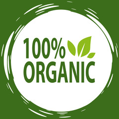 Fresh vegan food label, green poster natural and herbal product, 100 percent organic, healthy product, set of emblem, market sticker vector. Menu logo on white abstract watercolor lable