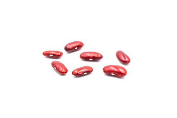 Red bean seeds on isolated white background