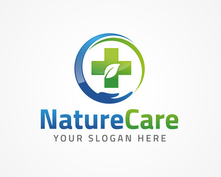 Hand leaf People Logo, icon and Sign Vector in Nature Care Concept-health care logo vector template