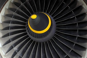 Blurred background with a turbojet engine fan image in motion
