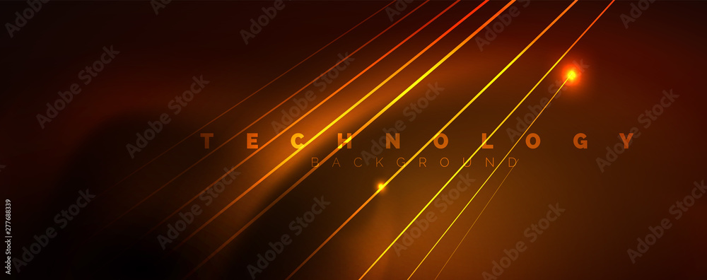Poster shiny color neon light with lines, abstract wallpaper, shiny motion, magic space light. techno abstr