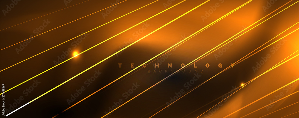 Poster shiny color neon light with lines, abstract wallpaper, shiny motion, magic space light. techno abstr