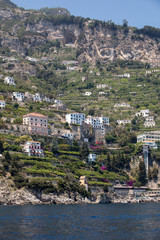 Naklejka premium Exclusive villas and apartments on the rocky coast of Amalfi. Campania. Italy