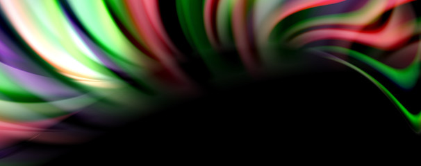 Fluid color waves with light effects, vector abstract background