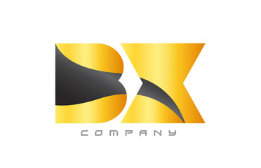 BX B X yellow black combination alphabet letter logo icon design