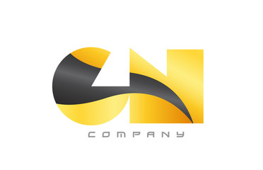 GN G N yellow black combination alphabet letter logo icon design