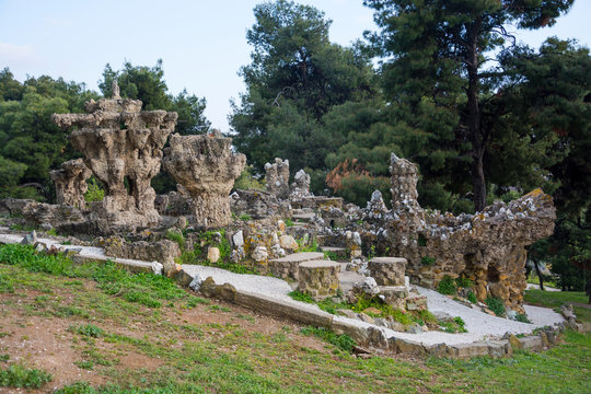 Ruins in Pasha's Gardens in the in the Ano Poli in Thessaloniki, Greece.
