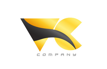 VC V C yellow black combination alphabet letter logo icon design