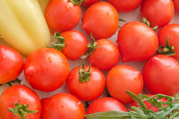 Colorful background with fresh and washed vegetables.
