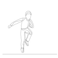 sketch with lines, a boy jumping