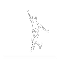 Fototapeta na wymiar vector, isolated, sketch with lines, a boy jumping