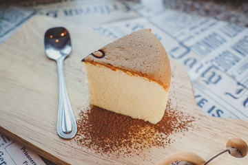 Piece of Fluffy Japanese Cheesecake.