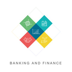 BANKING AND FINANCE LINE ICON SET
