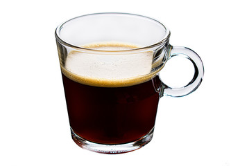 Glass coffee cup on white background