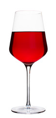 glass of red wine on white background