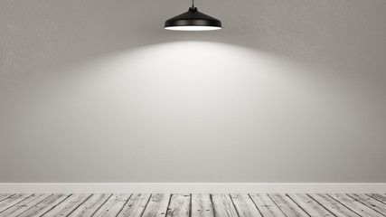 Wall of an Empty Room Illuminated by a Lamp