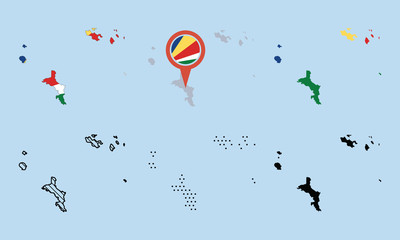 Seychelles Map Vector Set