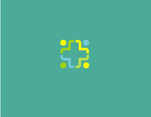 Bright geometric cross logo icon for pharmacy or medical center